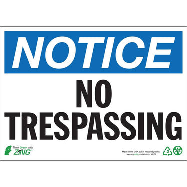 ZING Eco Safety Sign, Notice, 10X14- Model 2139A
